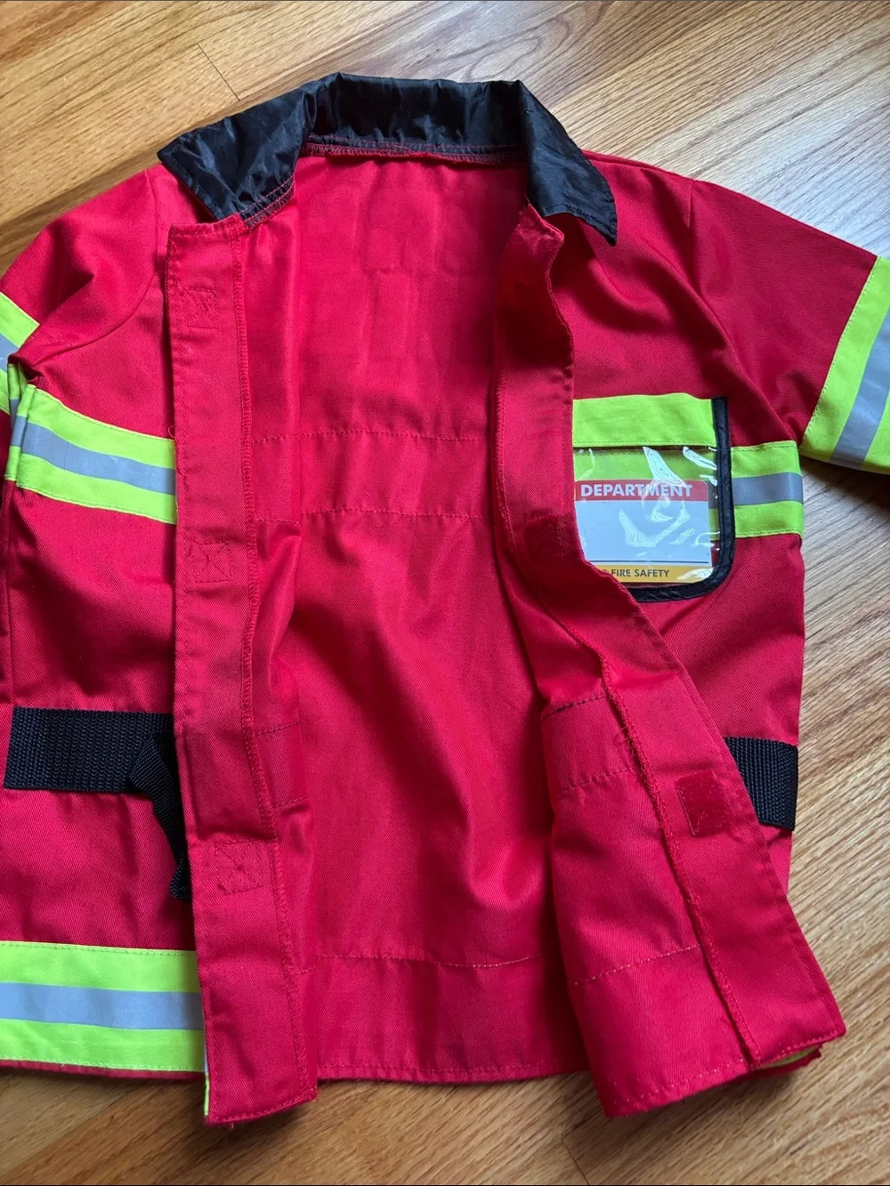 Melissa & Doug Red Kids Fire Department Jacket with Reflective Stripes and Hat